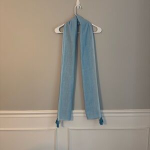 Talbots Blue Striped Scarf with Tassels (A1-1)